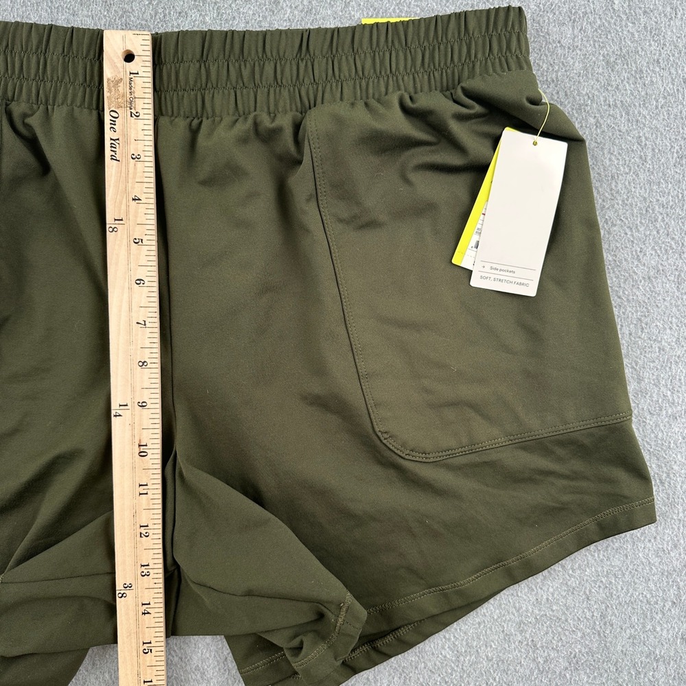 All in Motion Shorts Womens XXL Olive Green Knit Short Mid-Rise Active Stretch - Picture 6 of 9